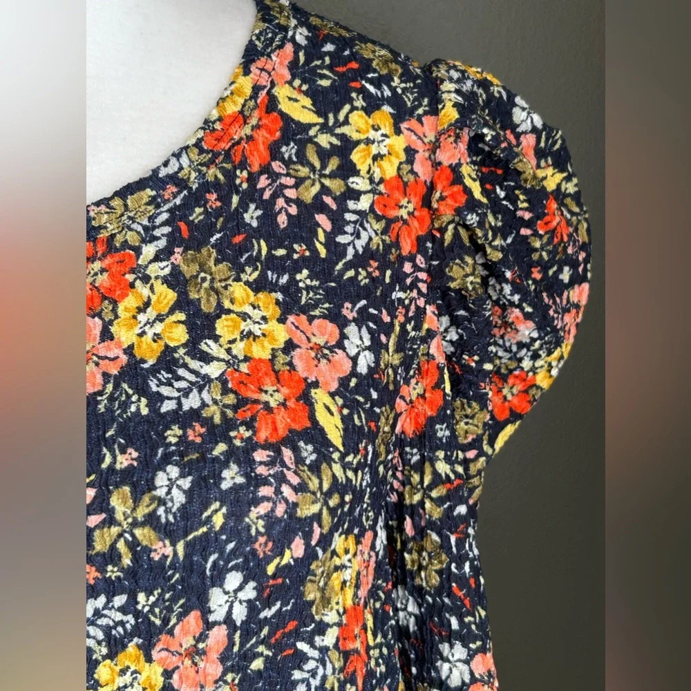 NWT Loft Floral Pleated Puff Sleeve Top Size Large Petite LP_7